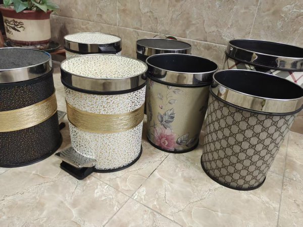 美佳信全新金色祥云欧式脚踏垃圾桶